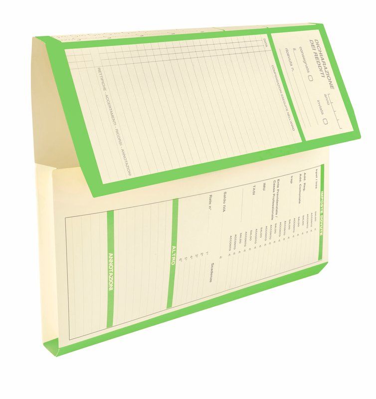 Cartelline con carta prestampata - Cartoncino - 27 x 34,7 cm - Verde Foto prodotto